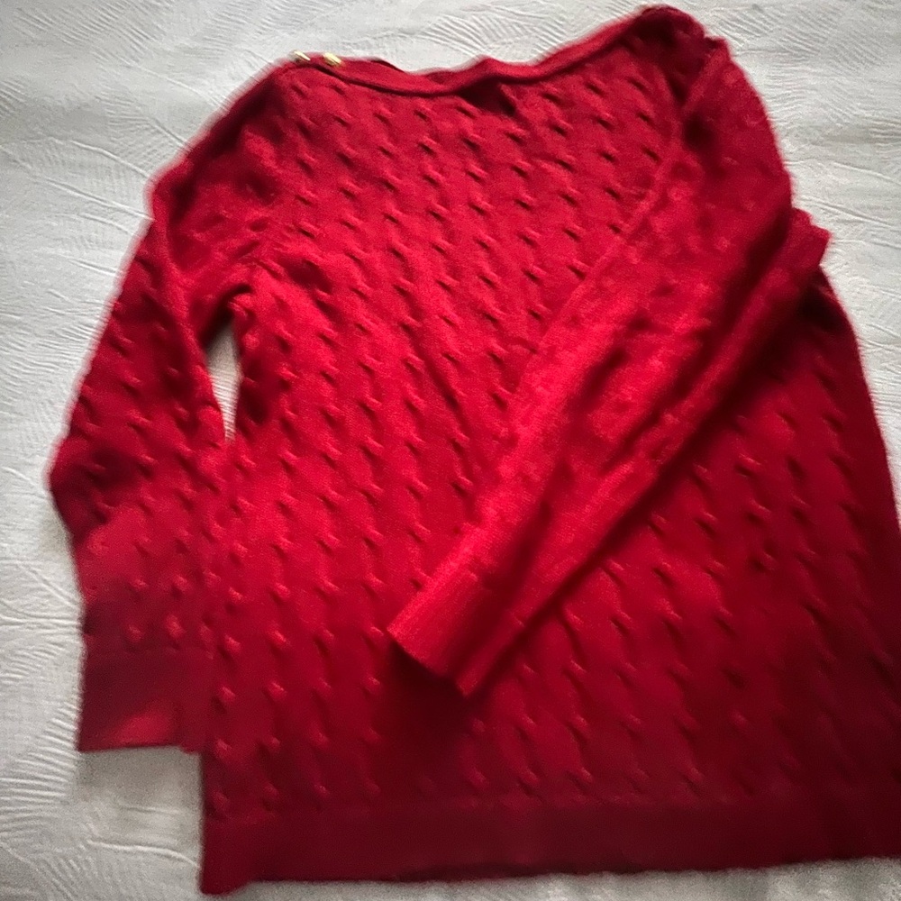 Red cabled sweater